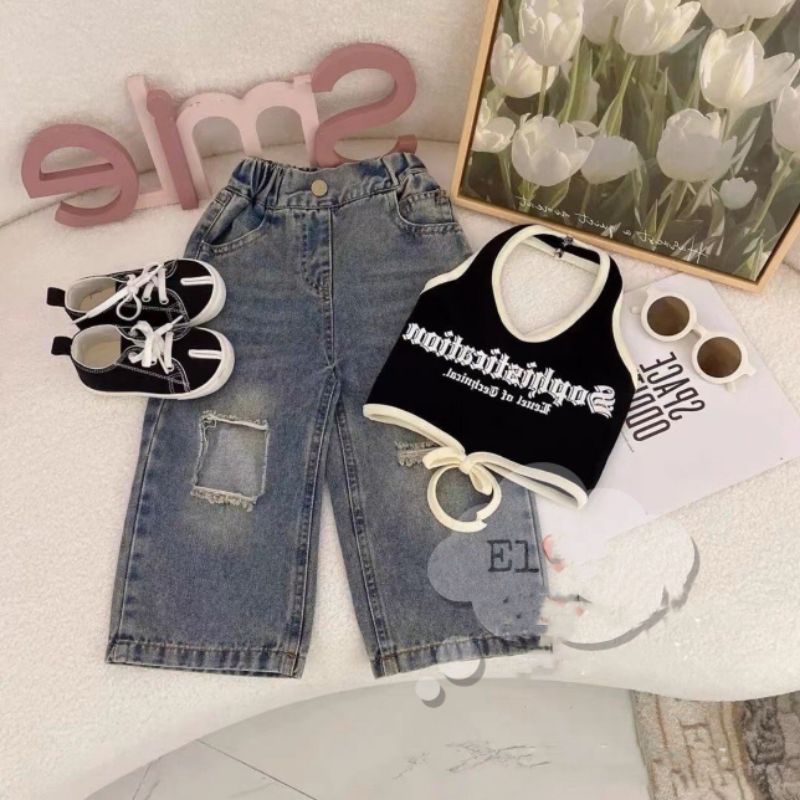 Bộ  áo chữ quần xuông túi cá tính bé gái