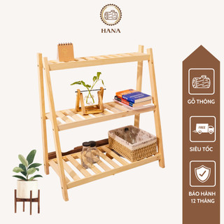 Kệ tam giác để chậu hoa cây cảnh, ban công - Kệ gỗ đa năng 3 tầng gỗ thông tự nhiên chắc chắn