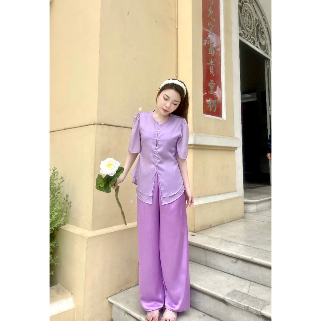 ĐỒ LAM ĐI CHÙA -Bộ chất Voan trang nhã 2 lớp V1