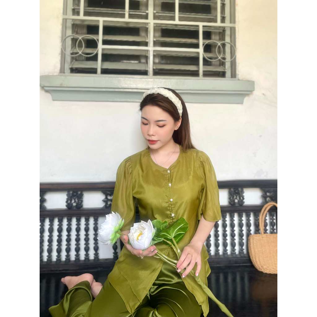 ĐỒ LAM ĐI CHÙA -Bộ chất Voan trang nhã 2 lớp V1