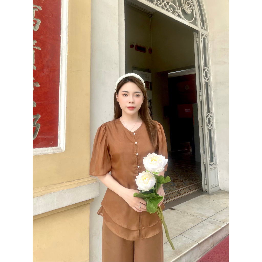 ĐỒ LAM ĐI CHÙA -Bộ chất Voan trang nhã 2 lớp V1