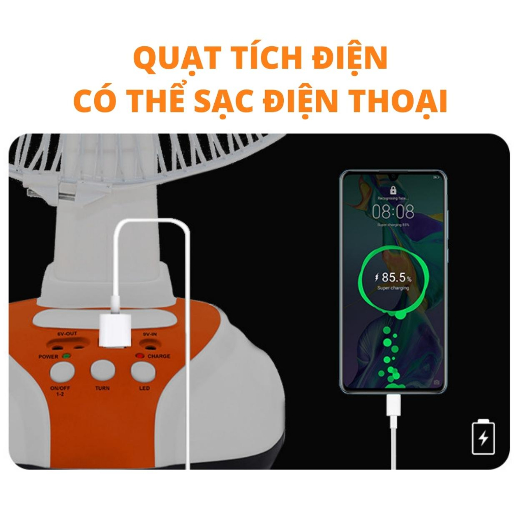 Quạt đứng đa năng quạt tích điện năng lượng mặt trời 4in1 Gesun, tích điện, thắp sáng, sạc pin điện thoại BH 12th | BigBuy360 - bigbuy360.vn