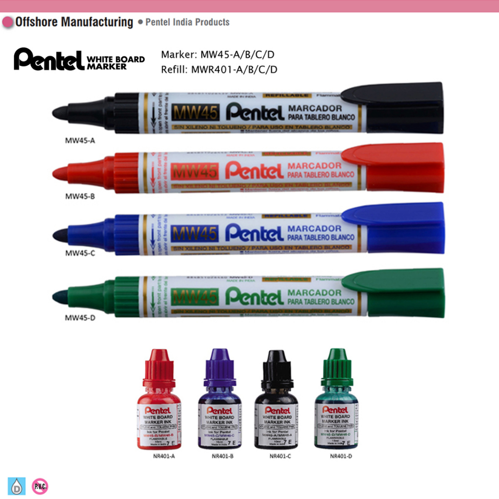 Bút viết bảng Pentel thay được mực MW45