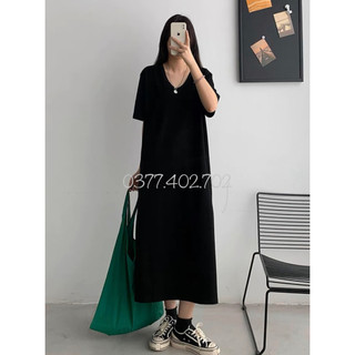Váy suông bigsize gân tăm ,đầm bầu bì mặc được đến 95kg100kg (đen/xanh) MS2637 plus size ,có big size