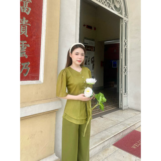 Bộ chất voan 2 lớp tay cánh tiên nhã nhặn -sín store-v1