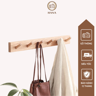 Móc Treo Quần Áo Gỗ Gắn Tường, Thanh Treo Quần Áo Gỗ Thông Cao Cấp Chống Mối Mọt