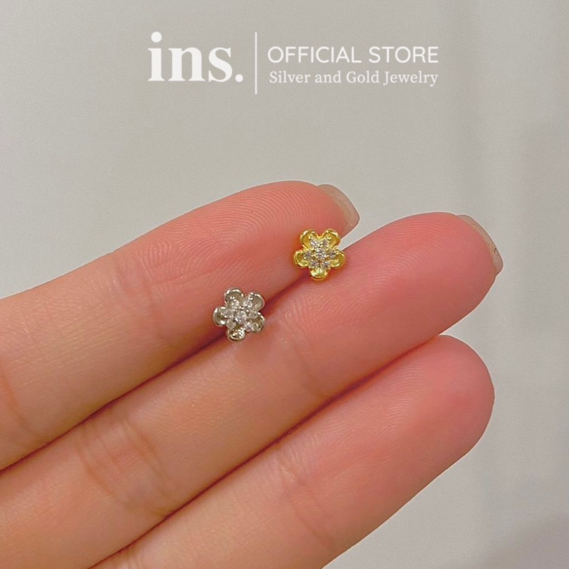 Khuyên tai bạc nữ hình hoa INS đính đá tấm cao cấp xinh xắn dễ thương / Giá 1 chiếc