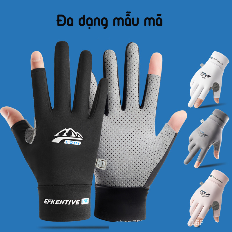 Găng tay chống nắng UPF50+ và tia UV bằng lụa lạnh Iceberg thoáng khí chống trượt cho nam và nữ khi hoạt động ngoài trời