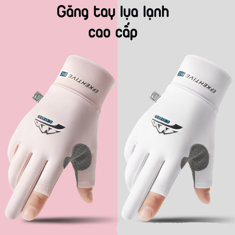 Găng tay chống nắng UPF50+ và tia UV bằng lụa lạnh Iceberg thoáng khí chống trượt cho nam và nữ khi hoạt động ngoài trời