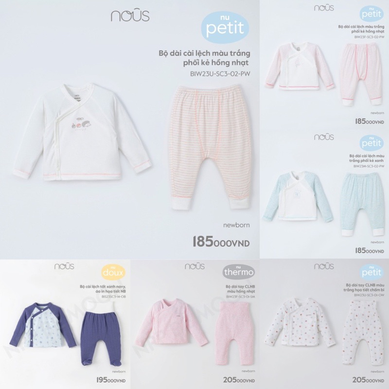 Bộ Sơ Sinh Newborn Thương Hiệu Nous Cài Chéo Dành Cho Bé Sơ Sinh