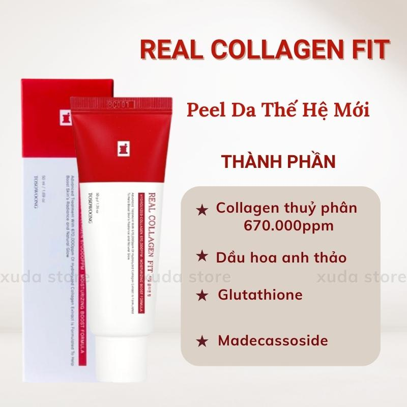 Peel da , peel real collagen fit ,dưỡng trắng, mờ thâm. sạm nám ,se khít lỗ chân lông ,trẻ hóa căng bóng da ,xudastore