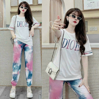 Bộ dài cotton phối 3d thêu cao cấp