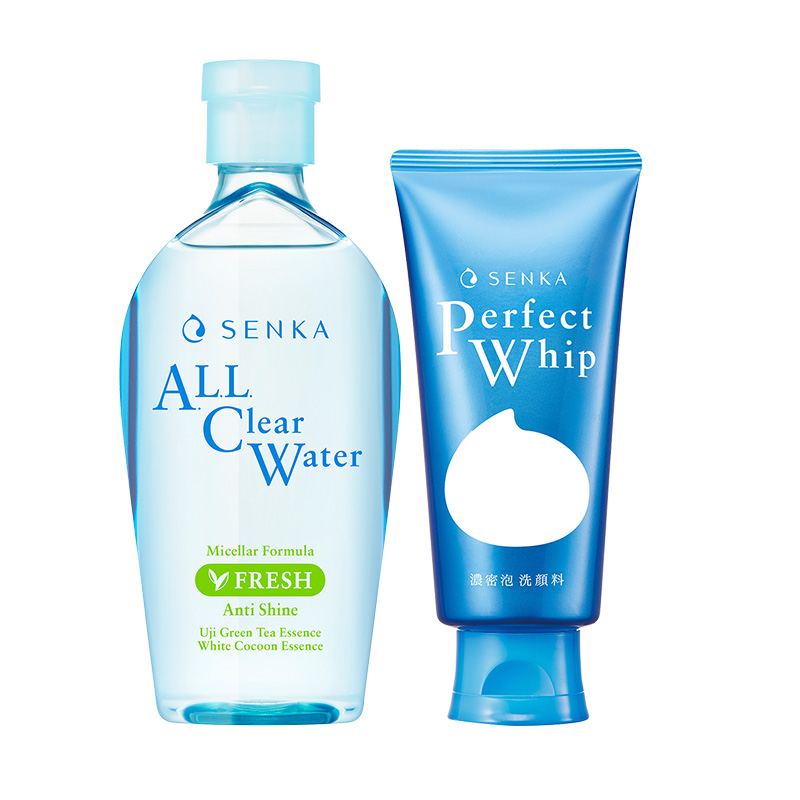 Bộ đôi làm sạch Nước tẩy trang Fresh 230ml & Sữa rửa mặt Senka Perfect Whip 120g