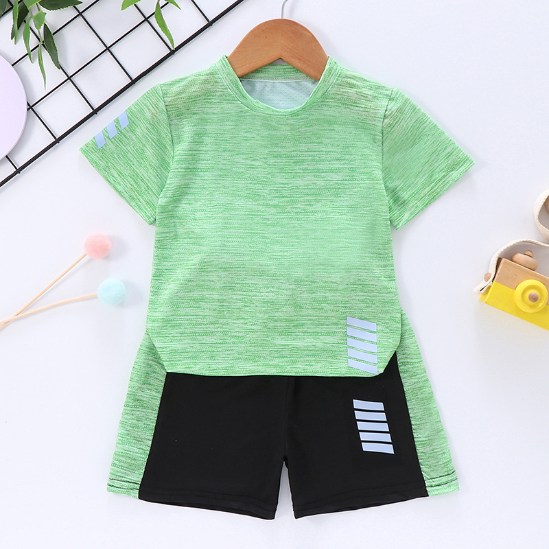 Bộ quần áo thể thao cho bé ngắn tay trẻ em chạy bộ nhanh khô bé trai và bé gái