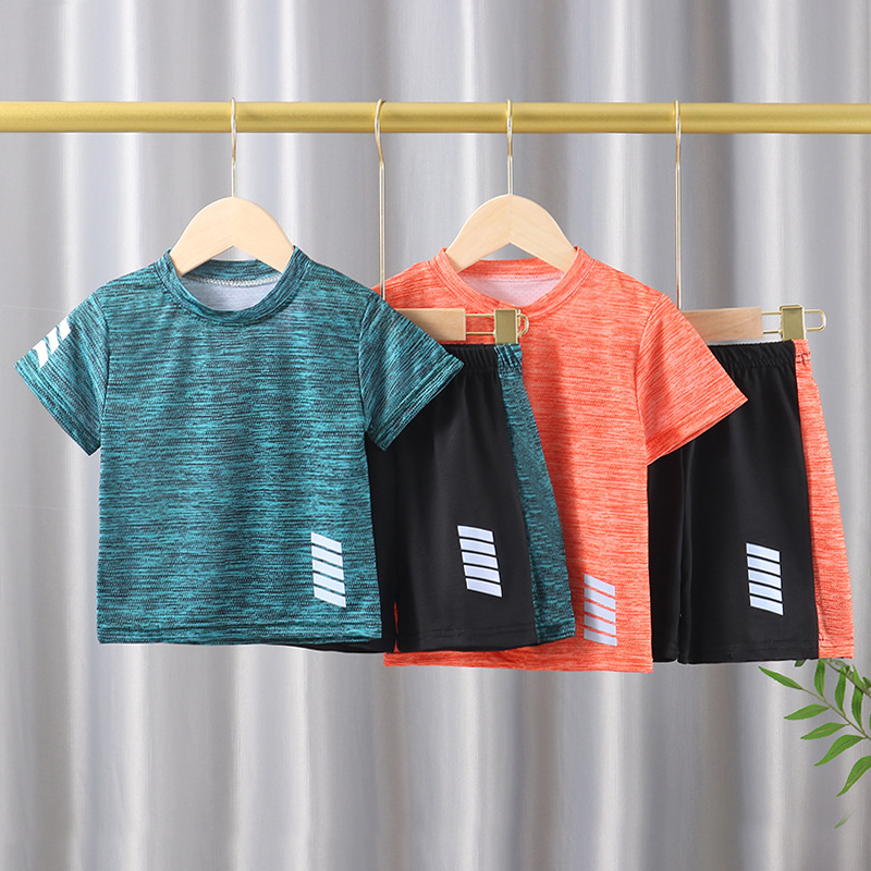 Bộ quần áo thể thao cho bé ngắn tay trẻ em chạy bộ nhanh khô bé trai và bé gái