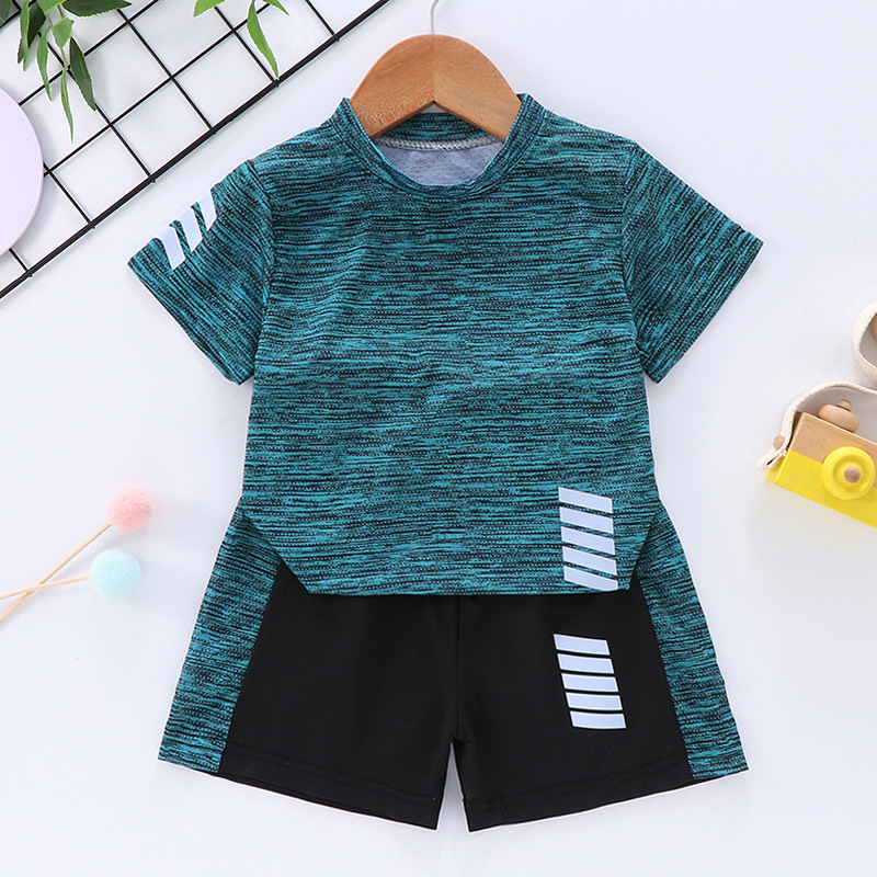 Bộ quần áo thể thao cho bé ngắn tay trẻ em chạy bộ nhanh khô bé trai và bé gái