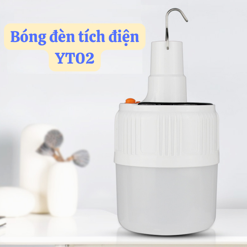 Bóng đèn tích điện YT02, đèn Led siêu sáng sạc năng lượng mặt trời, có đèn báo pin tiện lợi, 5 chế độ sáng tùy chỉnh