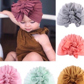 Mũ turban cotton chùm đầu 3 nơ duyên dáng cho bé yêu