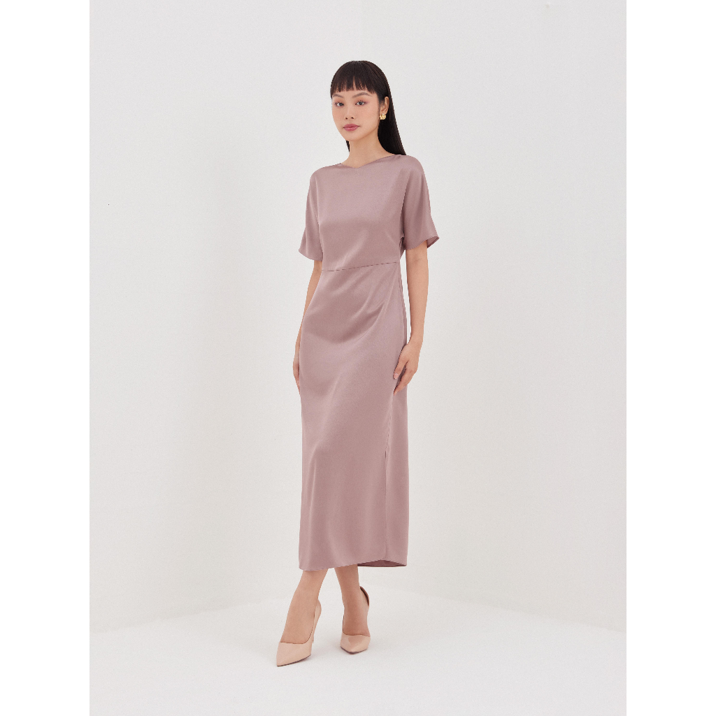 Đầm midi lụa Mauve Elegant dress