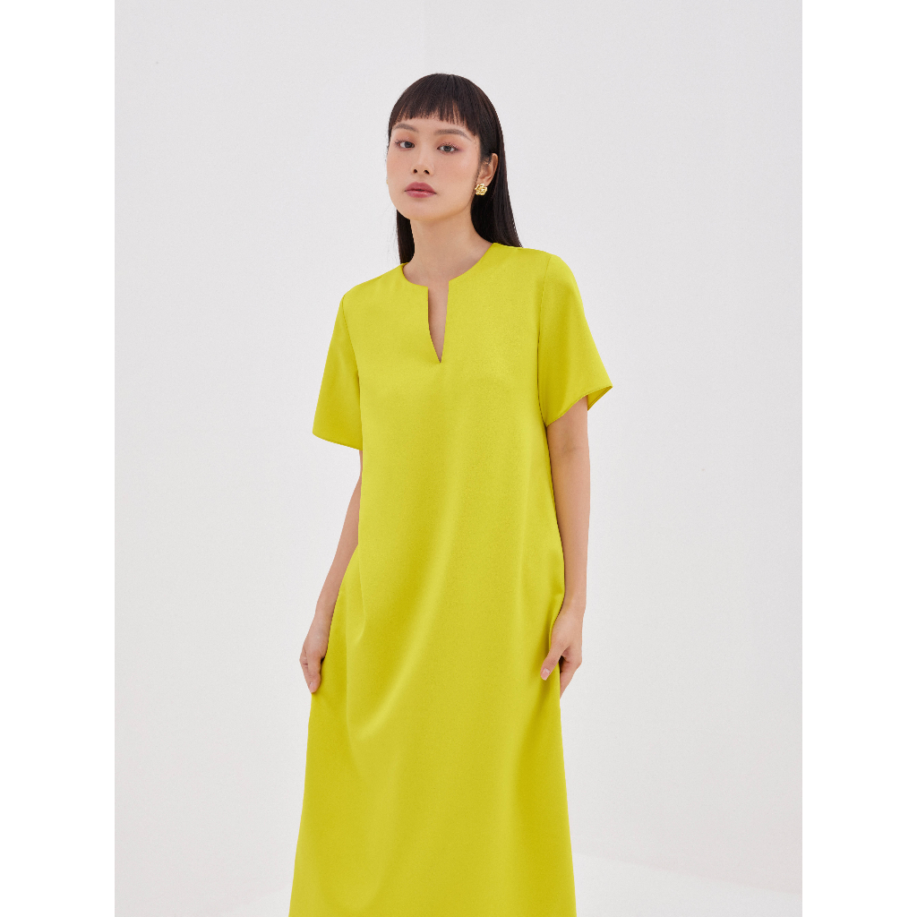 Đầm lụa hai da Mauve Y Neck dress