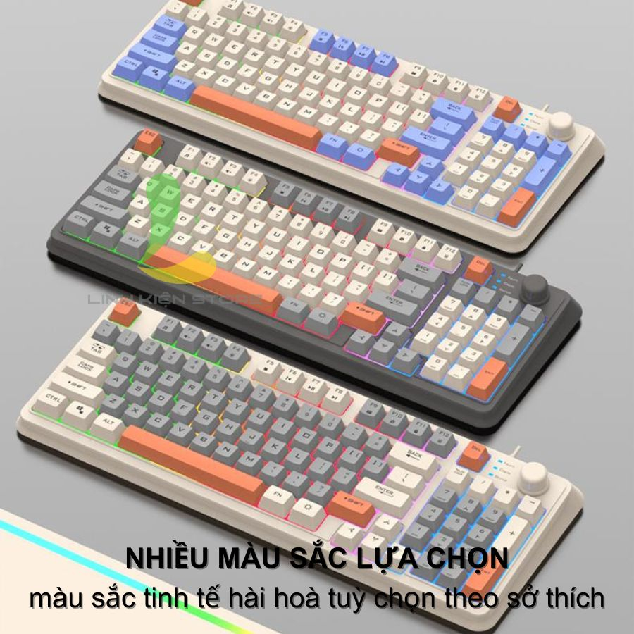 Bàn phím giả cơ gaming HOSAN xunfox K82 thiết kế 94 phím có đèn led 7 màu kèm theo nút vặn âm lượng | BigBuy360 - bigbuy360.vn