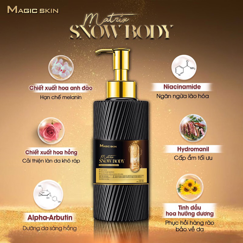 Matrix Snow Body - Ủ trắng da body Magic Skin thể tích 500ml