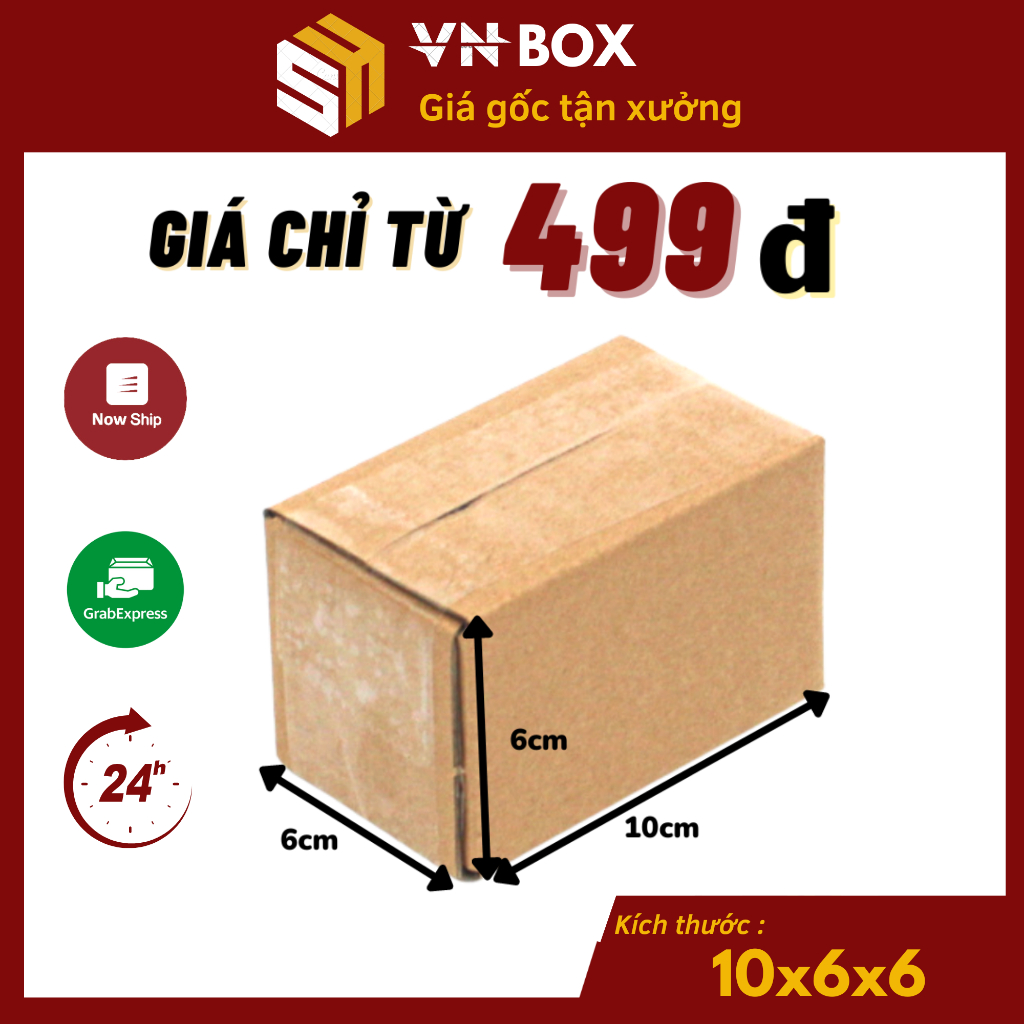 10x6x6 Combo 100 hộp carton đóng hàng size nhỏ - VN Box