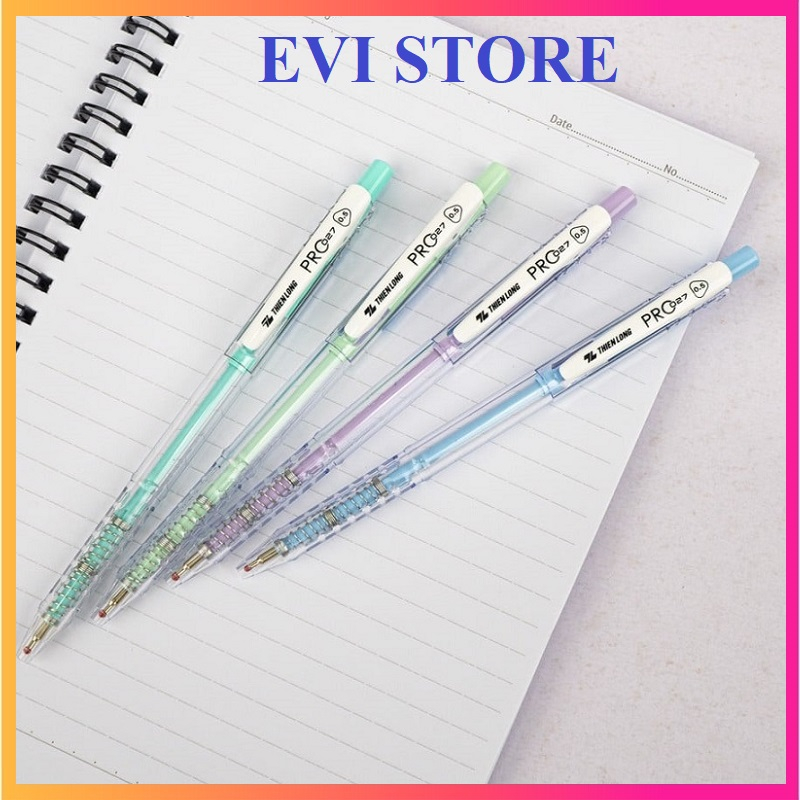 Bút bi màu pastel PRO 027 Thiên Long TL-105 mực xanh / Bút TL105 ngòi 0.5mm có ruột BPR-015 thay thế