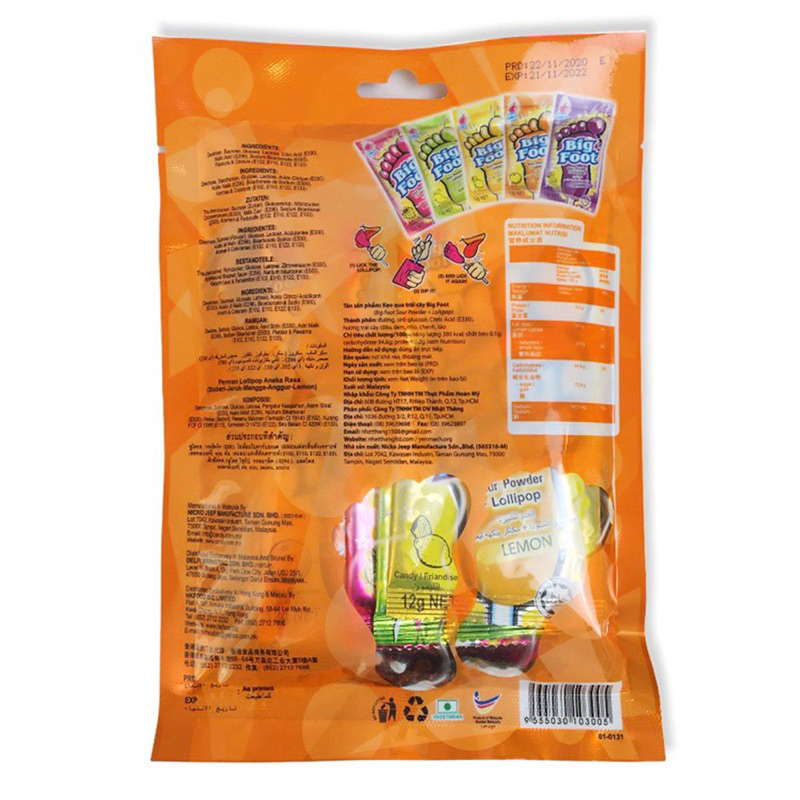 Nguyên Túi 6 Que Kẹo Mút Bàn Chân Big Foot Từ Malaysia - Kẹo Lollipop Tuổi Thơ