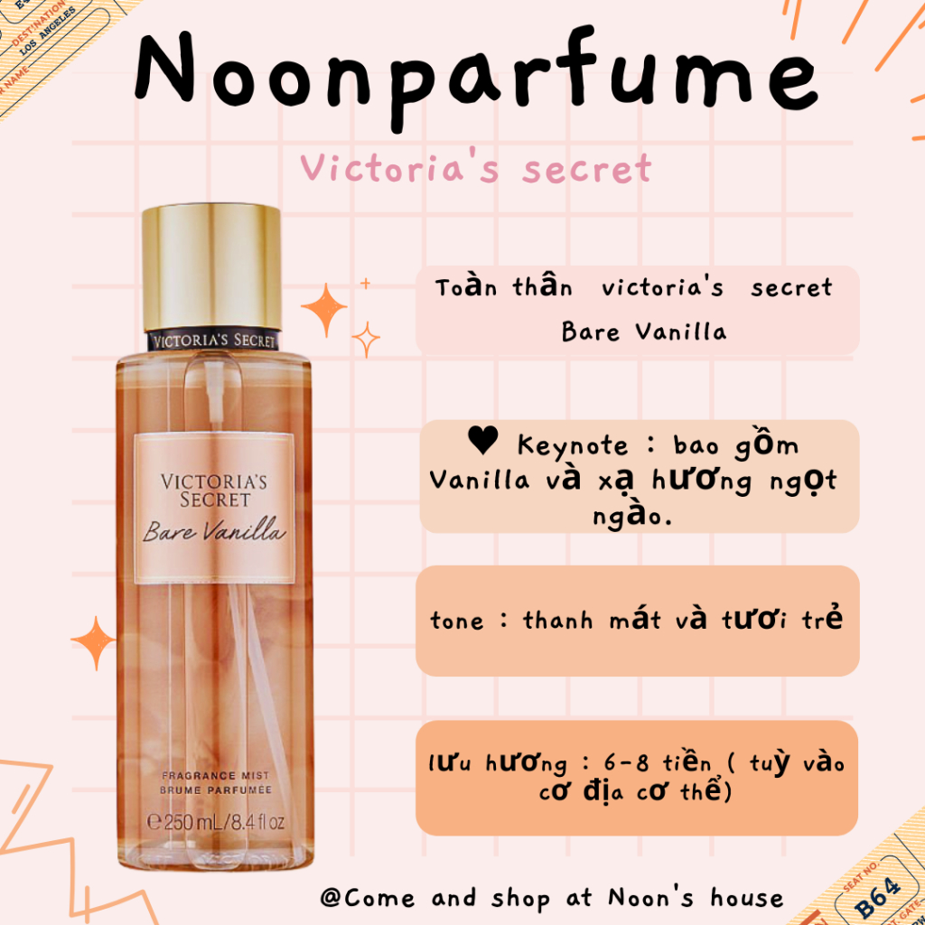 🍄 Xịt Thơm - Toàn thân victoria's secret Bare Vanilla