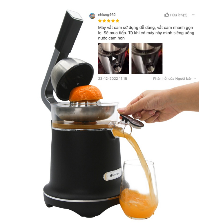 Máy vắt cam Gemhaus CP330/CP550 thiết kế tay cầm chắc chắn vắt kiệt nước cam
