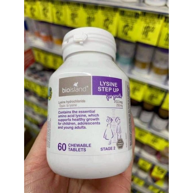 Bio Island Lysine tăng chiều cao cho người 6-24 tuổi (60 viên)