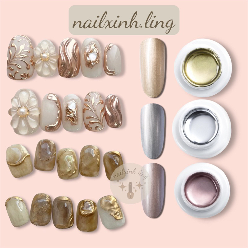 Gel Vẽ Metal Kim Loại Màu Bạc Màu Vàng Trang Trí Móng Cho Dân Chuyên Dụng Làm Nail