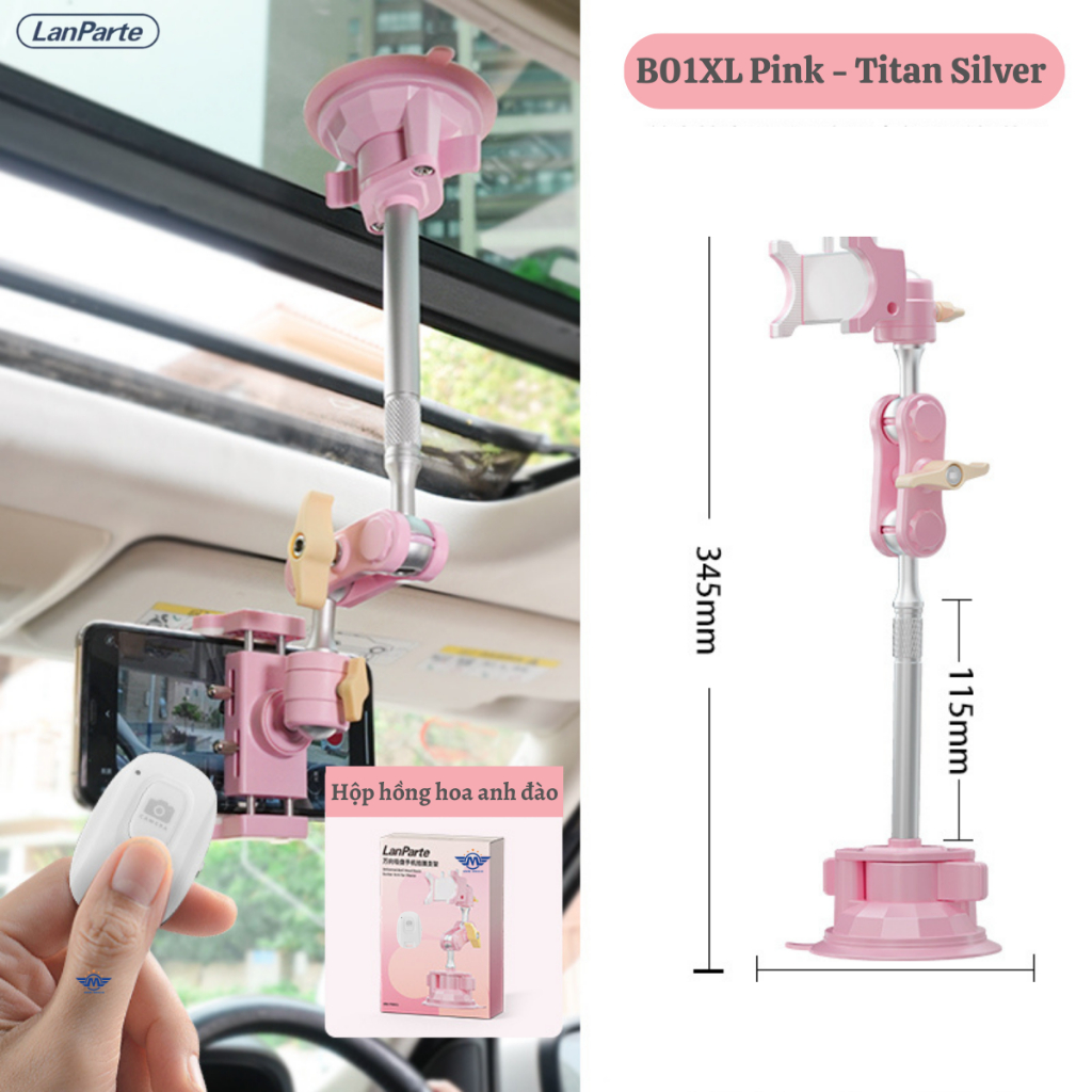 Giá đỡ điện thoại MIENDONG & LUXURY Lanparte B01XL Pink Silver  trên ô tô gắn cửa kính taplo quay video