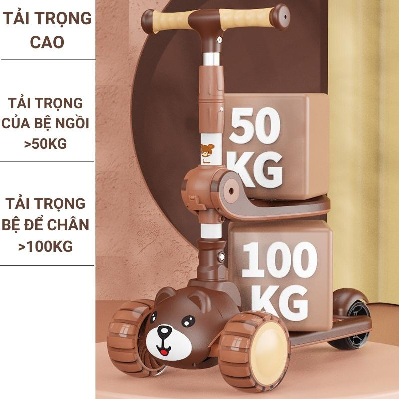 Xe trượt Scooter Heo đa năng 2 in 1 có nhạc và phát sáng, Bảo Hành 6 tháng, xe Scooter chòi chân cho bé chịu lực >100kg