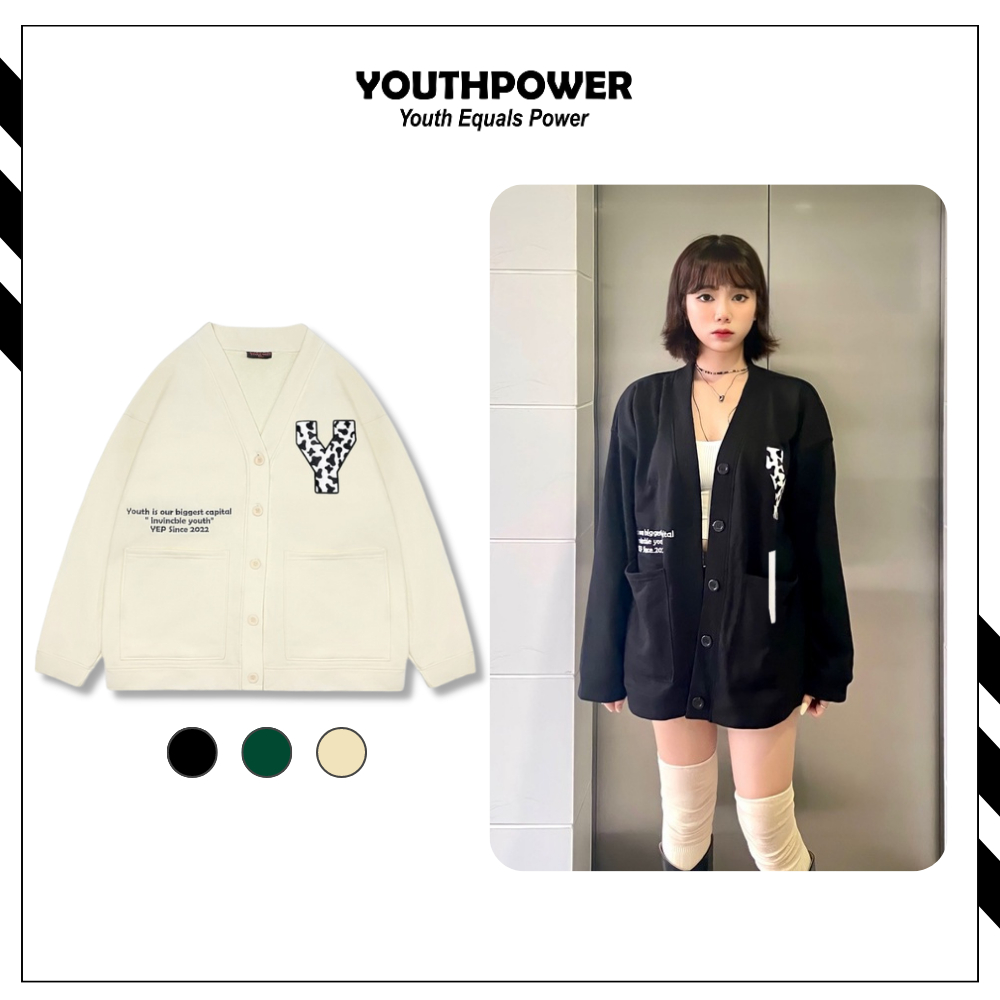 Áo khoác Unisex cardigan thêu logo bò sữa Yoloyouth vải nỉ chân cua cotton Local Brand | Youth Power