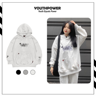  Áo khoác hoodie raglan hoạ tiết thêu hoa Tulip form rộng vải nỉ chân cua Unisex | Youth Power 