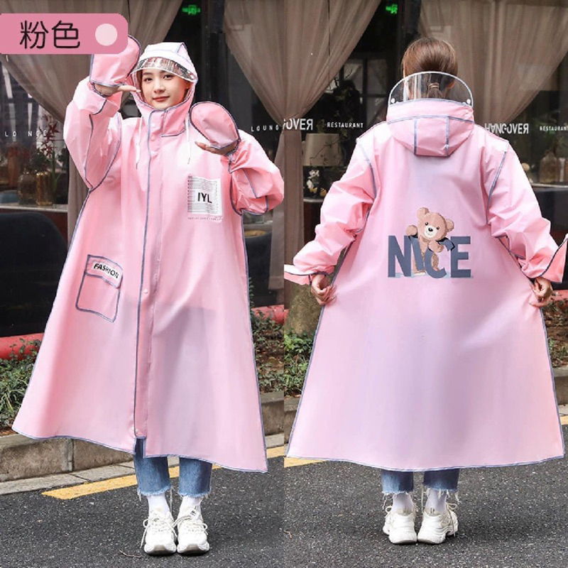 Áo Mưa Gấu Nice, Áo Mưa Thời Trang Cho Cả Nam Nữ, Thiết Kế Có Bao Che Tay Nhiều Màu Sắc