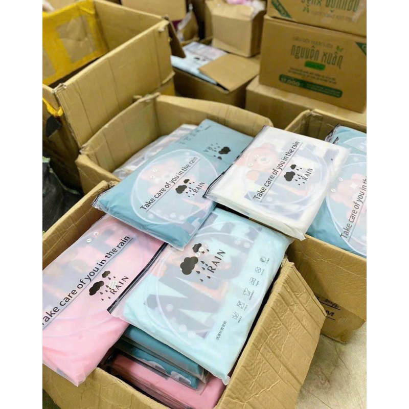 Áo Mưa Gấu Nice, Áo Mưa Thời Trang Cho Cả Nam Nữ, Thiết Kế Có Bao Che Tay Nhiều Màu Sắc