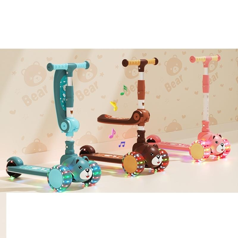 Xe trượt Scooter Heo đa năng 2 in 1 có nhạc và phát sáng, Bảo Hành 6 tháng, xe Scooter chòi chân cho bé chịu lực >100kg