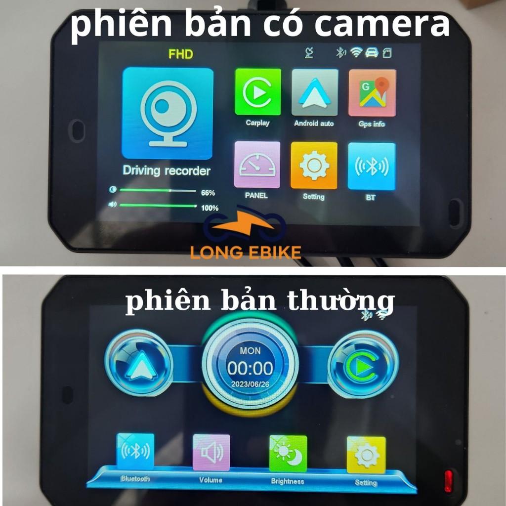 Màn hình carplay, android auto kháng nước, có camera