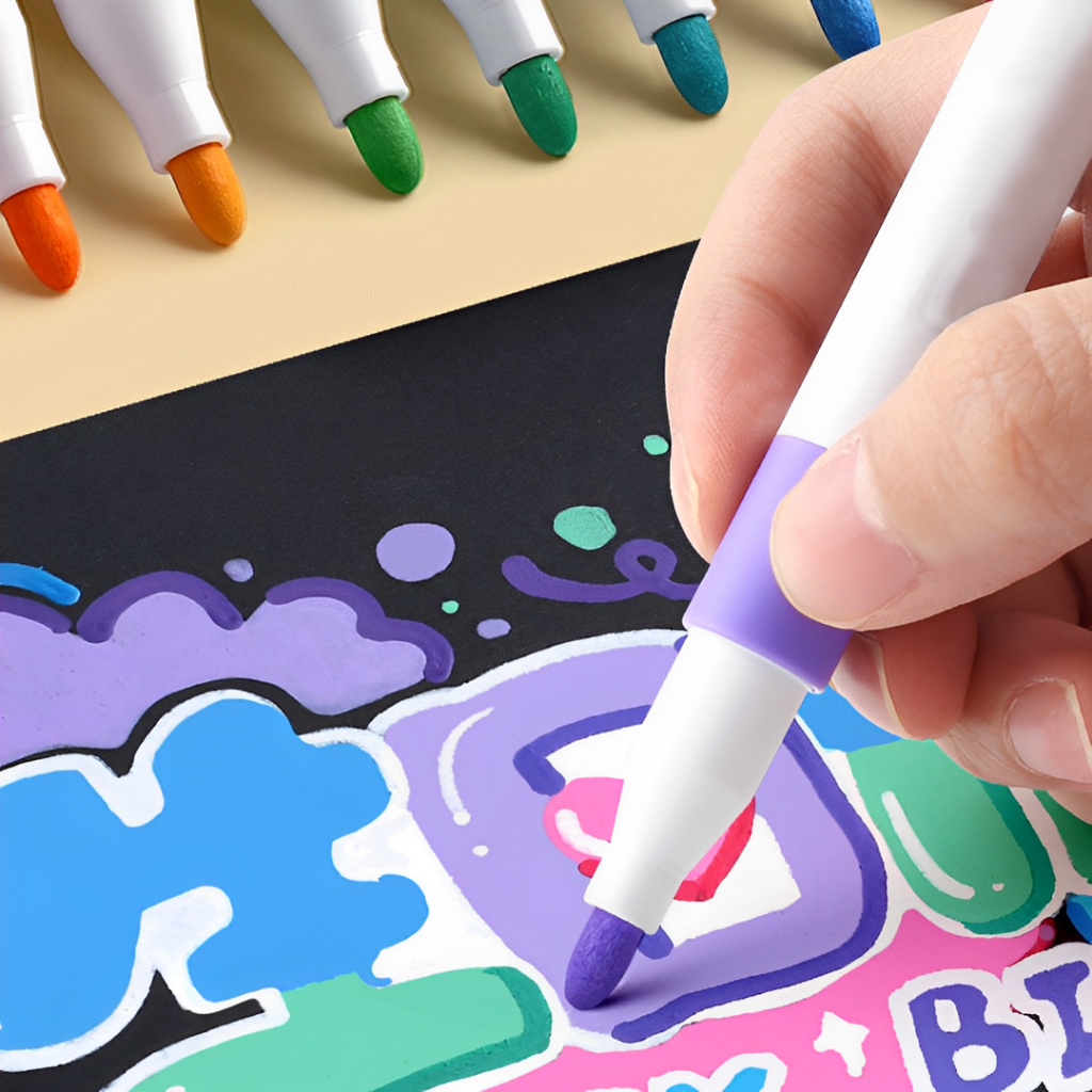 Bút Màu Acrylic Marker 12/24/36/48/60 Cao Cấp Màu Sắc Tươi Sáng - Bút Lông Màu