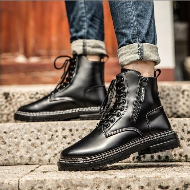 Giày Boot Nam Khóa Kéo Màu Đen STAY GN435