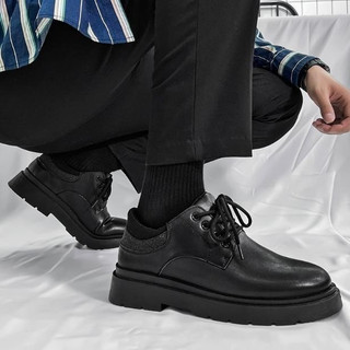 Giày boot nam viền xám cổ thấp đế derby gn434