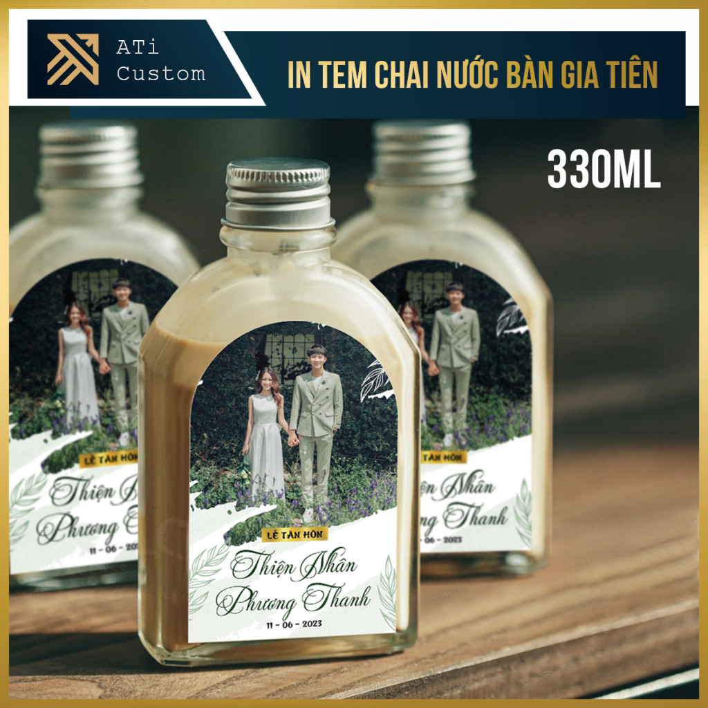 In TEM DÁN BẦU 6x9.5cm thích hợp dán chai DẸP VAI BẦU 330ml trang trí bàn gia tiên đám cưới, hỏi - ATI CUSTOM