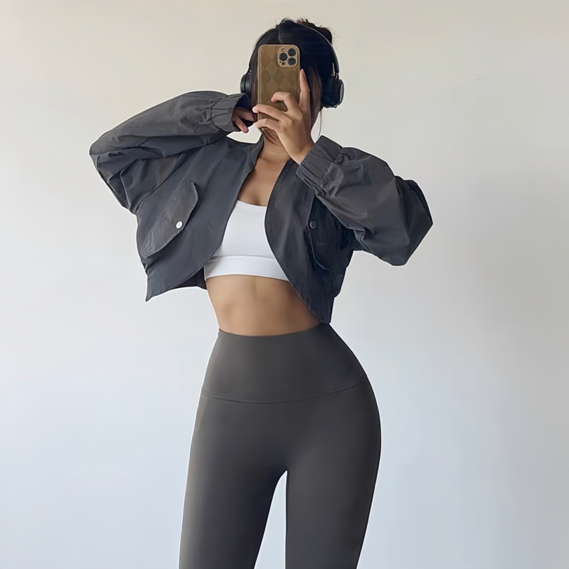 Áo Khoác Croptop Kaki