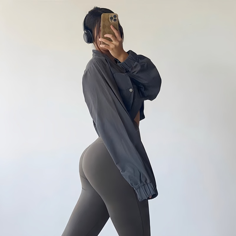 Áo Khoác Croptop Kaki