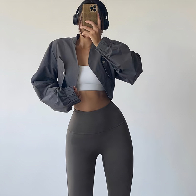 Áo Khoác Croptop Kaki