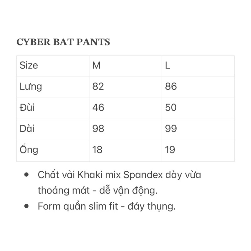 Quần khaki cánh dơi 𝐂𝐘𝐁𝐄𝐑 𝐁𝐀𝐓 𝐏𝐀𝐍𝐓𝐒