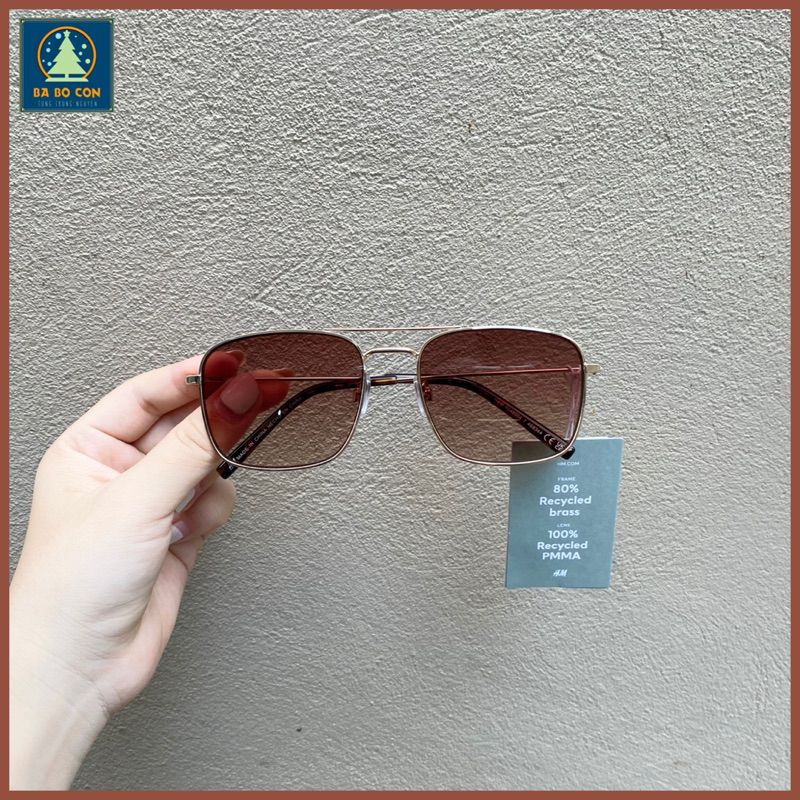 Kính râm HM gọng vuông, chống UV đeo cực đẹp, đầy đủ tem tag
